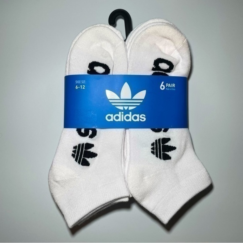 Adidas men’s low cut socks 6 pack size 6-12 white black